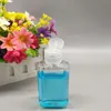 60 ml tomma husdjur plastflaskor med flip keps transparent kvadratisk formflaska för sminkvätska disponibel hand sanitizer gel