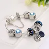 Neue 925 Silber Original Pandoras Blue Star Mond Kristall Armband Glas Charme Perle Anhänger Armbänder Für Frauen DIY Schmuck Geschenke