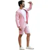 Costume de mariage rose pour hommes avec pantalon court, plage, marié, smoking, mode masculine, blazer décontracté, 2021 X0909