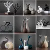 1pcs Ceramic animal vase like swan deer ornament bookcase crafts home living room office desktop figurine decoration 211108