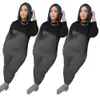 Tuta da donna tutta nera Completo a due pezzi Pullover a maniche lunghe Retro Top Jogging Leggings Set di abbinamenti casual Panno all'ingrosso 210525