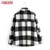 Tangada Frauen Plaid Muster Dicke Mäntel Jacke Lose Lange Ärmel Tasche Damen Elegante Herbst Winter Mantel 3R18 201019