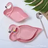 Dinnerware Sets 1PC Big Flamingo Decoration Pink 3D Ceramic Plate China Dried Fruit Plates Bowl Dessert Dishes Bone