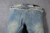 Jeans longs et minces pour hommes déchirés avec des bavures Designer de haute qualité délavé Blue Demin Pantalons Streetwear jeans Pantalons