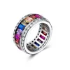 Out Hiphop silver-plated zircon ring color full diamond men and women gemstone hip hop fashion ring tail ring