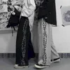 Koreaanse oversized broek Goth wide been kleding retro straat gemaakt oude ketting patroon afdrukken casual rechte broek mannen vrouwen 210915