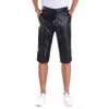 Thoshine Marka Letnie Mężczyźni Skórzane Szorty Elastyczne Krótkie Spodnie Męskie Moda PU Skórzane szorty H1206