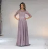 2022 Chiffon Pleated Lace Applique Dress A Line With 1/2 Sleeves Mother Of The Bride Dress Long Vestido De Festa Longo