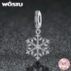 WOSTU New Arrival 925 Sterling Silver Snowflake Dangle Bead Fit Original WST Charm Bracelet Necklace Jewelry Gift CQC266 Q0531