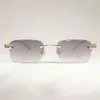 Vintage Diamond Cut Rimls Solglasögon Leopard Gafas Retro Shad Män För Kör Klar Kvinnor Ramglas