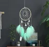 2021 Fait à la main LED Moon Light Dream Catcher Plumes Voiture Maison Tenture Décoration Ornement Cadeau Dreamcatcher Wind Chime 10 Couleurs