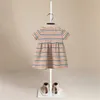 Mode Katoen Korte SleeveBaby Meisje Jurk 2019 Nieuwe Zomer Stripe Prinses Jurk Party Bruiloft Pageant Jurken Kleding Bebe Q0716