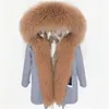 5 couleurs marron fourrure de mouton de Mongolie garniture femme parka MAOMAOKONG marque kaki blanc doublure en fourrure de lapin gris longues parkas veste en toile de fourrure de neige