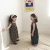 Koreańskie dziewczyny Plaid sprawdza ogólne spodnie dla dzieci letni kombinezon berbeit bawełniany tkanina moda odzież 210529
