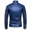 Vestes pour hommes PU Veste en cuir décontractée Hommes Printemps Automne Manteau Moto Biker Slim Fit Outwear Homme Noir Bleu Vêtements Plus La Taille M-4XL