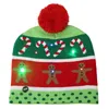 Cartoon children's Christmas knitted hats fall/winter caps LED fur ball caps with lights