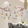 Wall Stickers [SHIJUEHEZI] Chandeliers Lights DIY Tree Branch Flowers Mural Decals For Living Room Bedroom Home Decoration