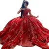 Abito vintage Quinceanera Ball Gown 2022 Appliques rossi vestidos de xv a￱os rojos 15 anni Abito da principessa per la festa