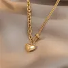 Pendant Necklaces VSnow Fashion Statement Asymmetry Love Heart Necklace For Women Girls Round Bead Chain Chunky Jewellery