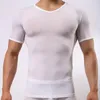 Мужские футболки моды мода эластичные футболки мужчины с коротким рукавом стройная подходит сплошной цветной рубашку для мужских мужских повседневных фитнес-футболок 2022