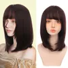 Bangs Black Brown Animeコスプレの合成WIGS BUQI中長的かつら女性の毎日の偽髪の女性の髪