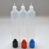 2021 50 ML Lotto 100 Pz Spedizione GRATUITA Bottiglie contagocce in plastica LDPE con tappi e punte a prova di bambino Sicuro E cig capezzolo lungo