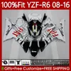 OEM-обтекатели для Yamaha YZF-R6 YZF600 YZF R 6 YZF Белый черный R6 600 YZFR6 08 09 10 11 12 13 14 15 16 16 99NO.40 YZF-600 2009 2009 2011 2011 2013 2014 2015 2016 Инъекционный корпус инъекции.