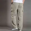 Lato Bawełna Mężczyźni Cargo Spodnie Męskie Joggers Baggy Tactical Spodnie Lekki Armii Green Work Pant Luźne Spodnie Dorywcze Plus Rozmiar 211112