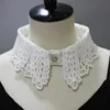 Bow Ties Sitonjwly Ladies Lace Hollow Embroidered Detachable Collar Solid Color White Shirt Fake Collars False Necklaces