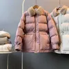 Warm winterjas vrouwen mode bontkraag dons katoenen jas Koreaanse effen kleur losse grote maat vrouw in voorraad 210607