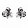 Roestvrijstalen stalen halter schedel oorbellen punk hiphop rock oordring studs voor mannen dames mode sieraden wil en sandy