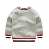 Spring Children Sweater Christmas Single Breasted Boys Sweaters V-Neck Barn Stickning Cardigan Striped 210308