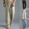 Men's Pants Spring And Autumn Thin Section Breathable Low-waist Drawstring Trousers Casual Loose Solid Color Wild Wide-leg