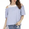 Blusas de Gasa Mujer Damesブラウスゾマミシエチエet Blouses Femmeホワイトシャツ女性のハーフフリルズ格子縞Oネックブラウス4239 50 210528