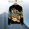 Vestito da uomo in due pezzi a maniche lunghe autunno e inverno vestito da uomo 3D in stile cinese colorato drago per il tempo libero 201210