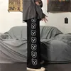 HOUZHOU estilo coreano pantalones de pierna ancha mujeres holgados Harajuku estampado de dibujos animados Jogging deportes Hippie negro pantalones casuales 211115