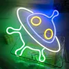 UFO Astronave Insegna al neon LED Space Universe Series Insegne luminose Luci notturne appese a parete USB per bambini Camera da letto Bar regalo Decorazione per feste a casa