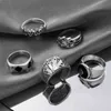 124a 5pcs / set Rock Poker Ring Män Silver Färg Smycken Ringar För Kvinnor Tillbehör Lucky Ring Mens Fashion Vintage Rings Gift G1125