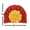 16*14 CM Fashion Knitting Wool Warm Hats Toddler Cute Handmade Flowers Beanie Caps Baby Girls Headwear Infant Hair Accessories