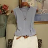 Fashion Woman Blouse 2021 Summer Sleeveless Blouse Women O-neck Knitted Shirt Women Clothes Womens Tops And Blouses C853