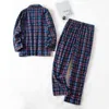 7XL -Large Plus Размер мужская осенью и зимняя клетчатка дизайн с длинными рукавами брюки костюмы Flannel домашняя одежда мужчины Pajamas набор 21116
