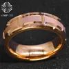 8mm Rose Gold Men Tungsten Carbide Ring Bushed Brick Pattern ATOP Wedding Band4479827