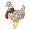 Décorations de Noël Poulet lumineux avec écharpe Décoration de vacances Lumière chaude extérieure pour jardin