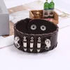 Punk Armbänder Hip Hop Skeleton Kopf Kugeln Breite Leder Armband Gothic Dunklen Stil Viking Armreifen Cowboy Männer Schmuck Geschenk