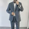 Garnitury ślubne dla mężczyzn 2 sztuk Zestaw Business Casual Social Garnitur Mężczyźni Groom Tuxedos Męskie Odzież Blazers Spodnie Kostium Homme 210527