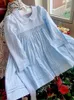 Bébé Fille Robe Smockée Enfants Handemade Smocks Desses Infant Peter Pan Col Bule Coton Frocks Toddler Vintage Vestidos 210615