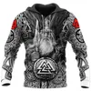 Herren Hoodies Sweatshirts Nordeuropa Wikinger Symbol Bedruckt Lässiger Harajuku-Stil Kapuzenpullover Jacke Herbst Übergroßes Sweatshirt