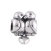 Authentique bijoux en argent sterling 925 perles oiseaux d'amour avec des breloques de charme de coeur s'adapte au collier de bracelets de bijoux de style européen Pandora
