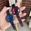 Moda marka zegarków dla kobiet kolorowy kryształowy styl stalowy metalowy zespół piękny zegarek C63304Y