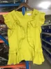 DEAT Summer Korean Style Cotton Short Petal Sleeve O Neck Ruffles T Shirt Yellow Drawstring Shorts Women MF425 210302